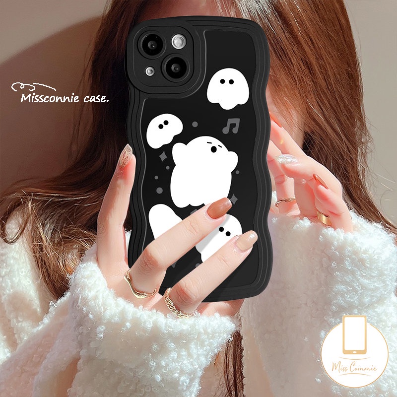 Infinix Hot11 10 9 12 Main 11s 20s 10T 20 8 10Lite 12i Smart5 4 6 Plus Note12 12Pro 12 G96 8 10Pro Hot 10s 11s Kartun Hantu Little Monster Wavy Edge Soft Wavy Edge Case