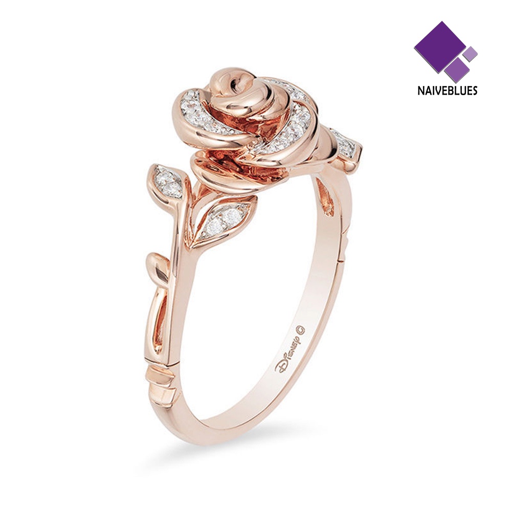 Naiveblue &gt; Wanita Fashion Berlian Imitasi Mawar Liontin Kalung Anting Cincin Hadiah