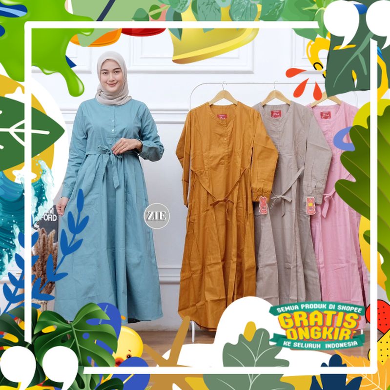 Gamis polos zie || busui friendly ||gamis katun premium||original ZIE ||best seller||gamis terbaru/ 