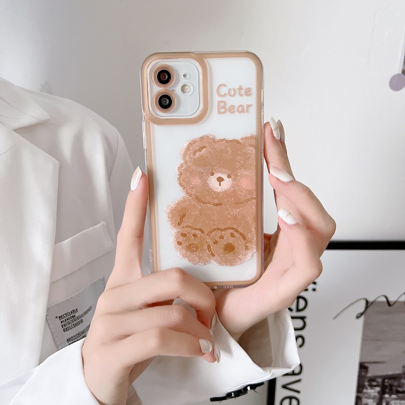 IPHONE Soft Case Pelindung Ponsel Bebek Lucu Kartun Beruang Untuk Iphone14 13 12 11 Pro MAX X XR XS Max7 8 Plus