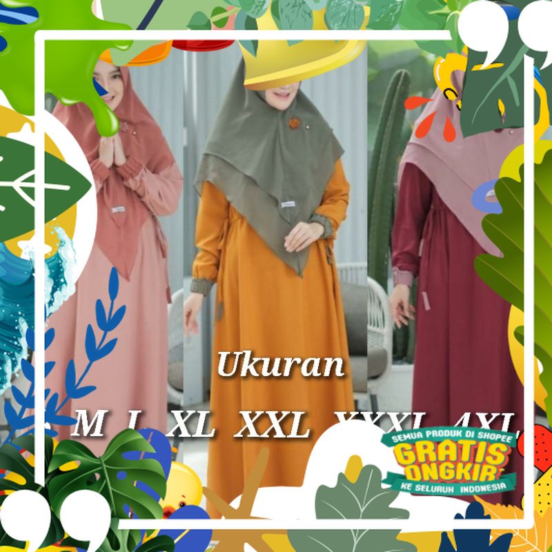 ZAILA SYARI PLUS KHIMAR CERUTTY GAMIS UKURAN S M L XL XXL XXXL 4XL GAMIS SYARI BUSUI POLOS DRESS GAM