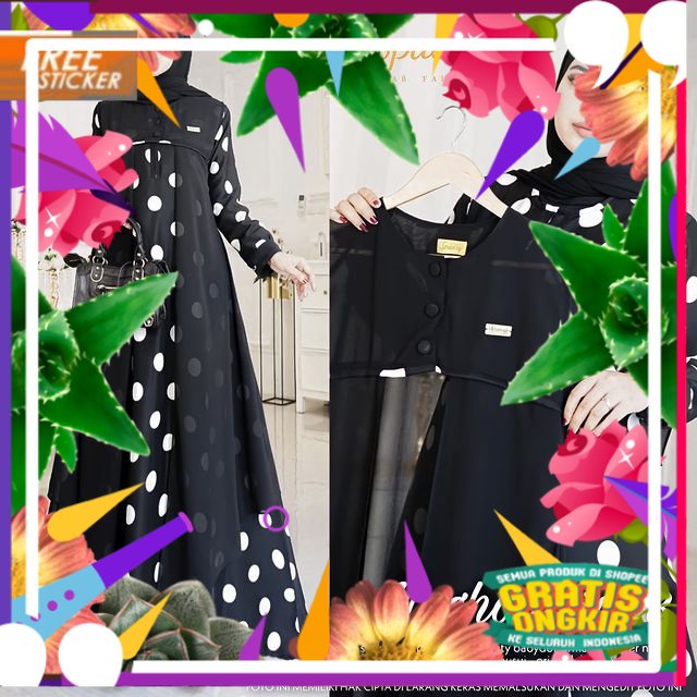 Gamis Terbaru 2021 Meghan Set / 2 in 1 Gamis + Outher Busui Friendly dan Wudhu Friendy Bahan Ceruty 