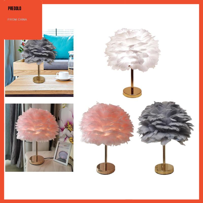 [Predolo] Feathers Table Lamp Night Light Kap Lampu Untuk Dekorasi Kamar Rumah Samping Tempat Tidur