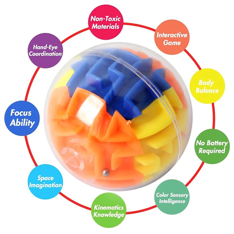 1pc Kreatif Plastik Transparan 3D Roller Bead Maze Ball/Jejak Keseimbangan Menarik Mainan Bola Labirin/Mainan Perkembangan Intelektual Anak