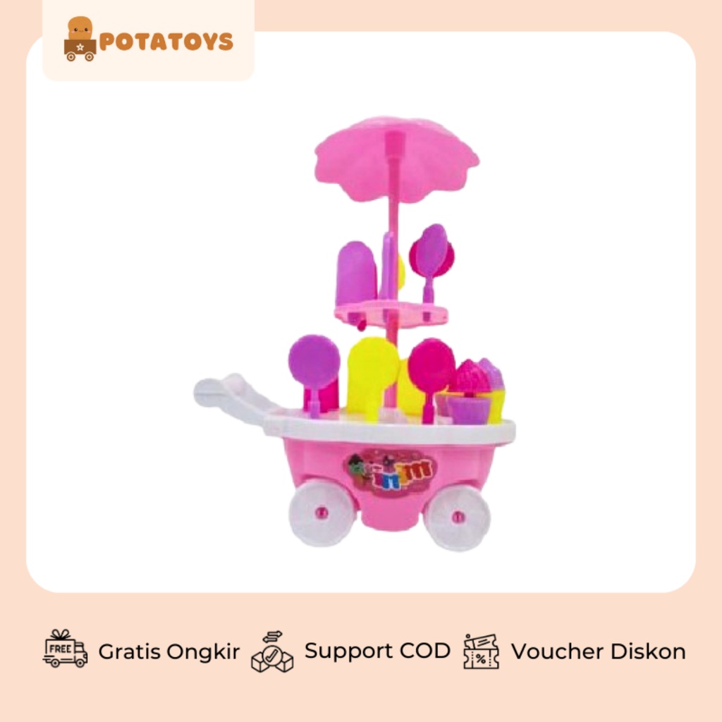 [ Potatoys ] Gerobak Dorongan Es Krim / Mainan Anak Trolley The Sweet Ice Cream
