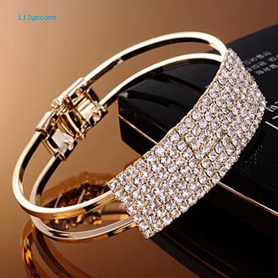 Lilyscent Mode Baru Elegan Wanita Bangle Gelang Gelang Kristal Cuff Bling Lady Hadiah