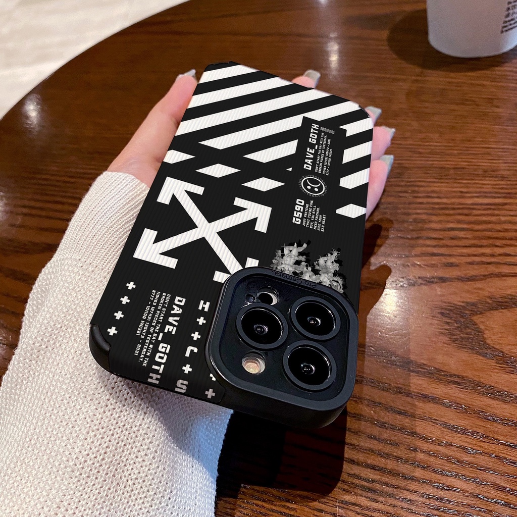 【Lamb Skin】Fashion Cupid Black OFFWHITE Leather Soft Case for IPhone 6S 7 Plus 8 Plus X XS XR XS Max 11 13 12 14 PRO Max 14 Plus 12 13 Mini Camera Protect Phone CASE Men's