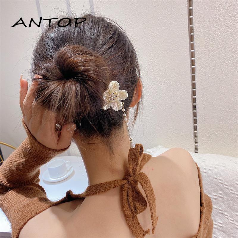 [Antop Termurah] Jumbai Bunga Camelia Jepit Rambut Wanita Rasa Canggih Kepala Bola Hair Claw Clip