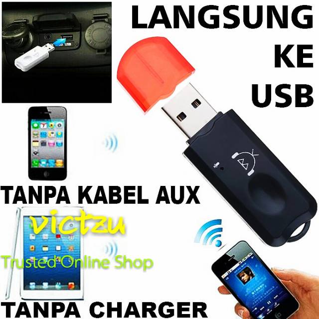 Indoholic USB Bluetooth Receiver Audio Music tanpa kabel AUX