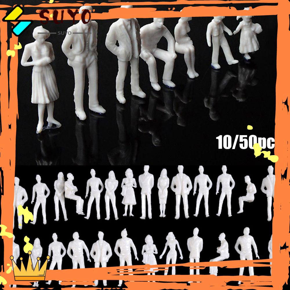 Suyo 10/50Pcs Angka Orang Mainan Anak Skala Manusia Multi Gaya Pose Miniatur Kereta Pemandangan