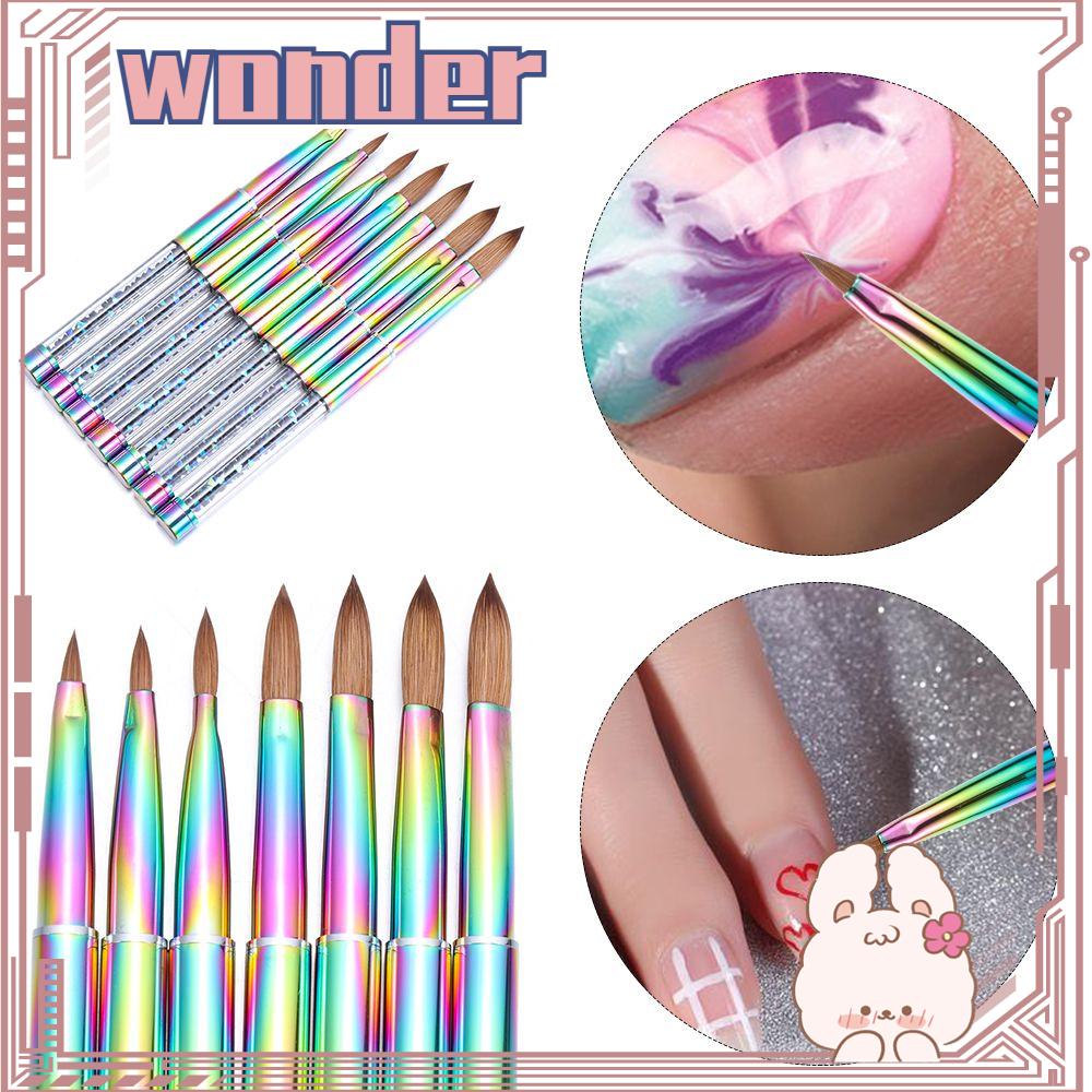 Wonder 1PC Kuas Lukisan Kuku Sable Fashion UV Gel Builder Nail Art Ukir