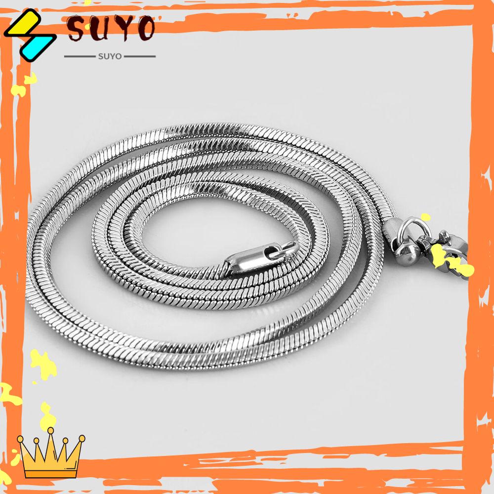 Suyo Perhiasan Kalung Stainless Steel Wanita Pria Warna Silver Hip Hop Statement