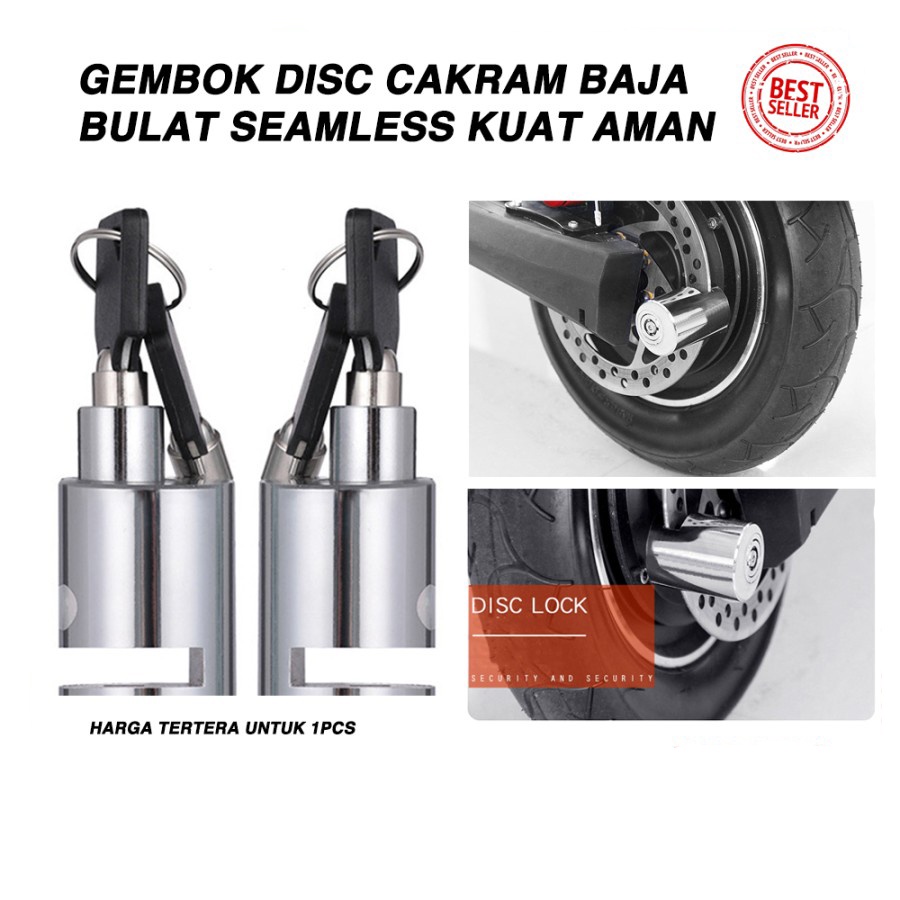 Gembok Kunci Disc Cakram Bulat Baja Motor Sepeda Kuat Aman Disk Lock