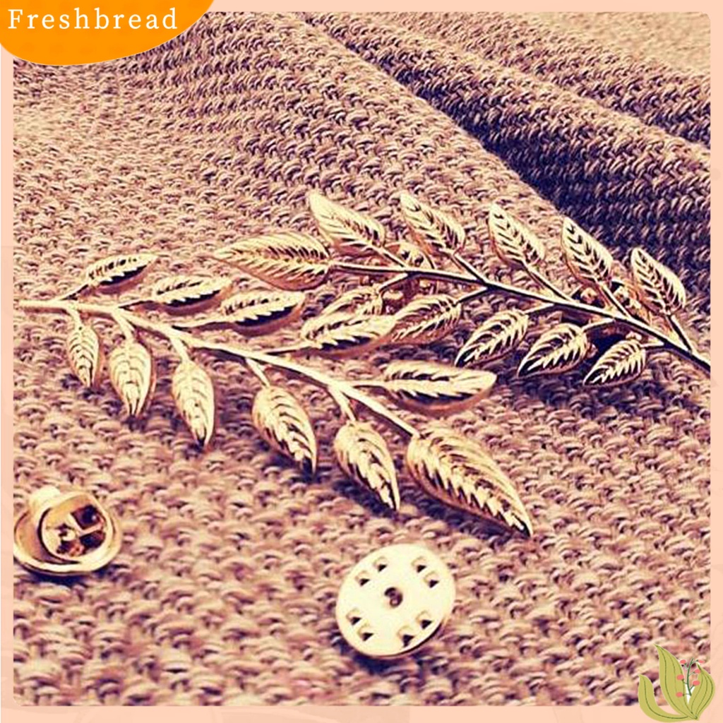 &lt; Freshbread &gt; 1pasang Pin Bros Bentuk Daun Dekorasi Perhiasan Tahan Lama Kerah Bros Pakaian Decor