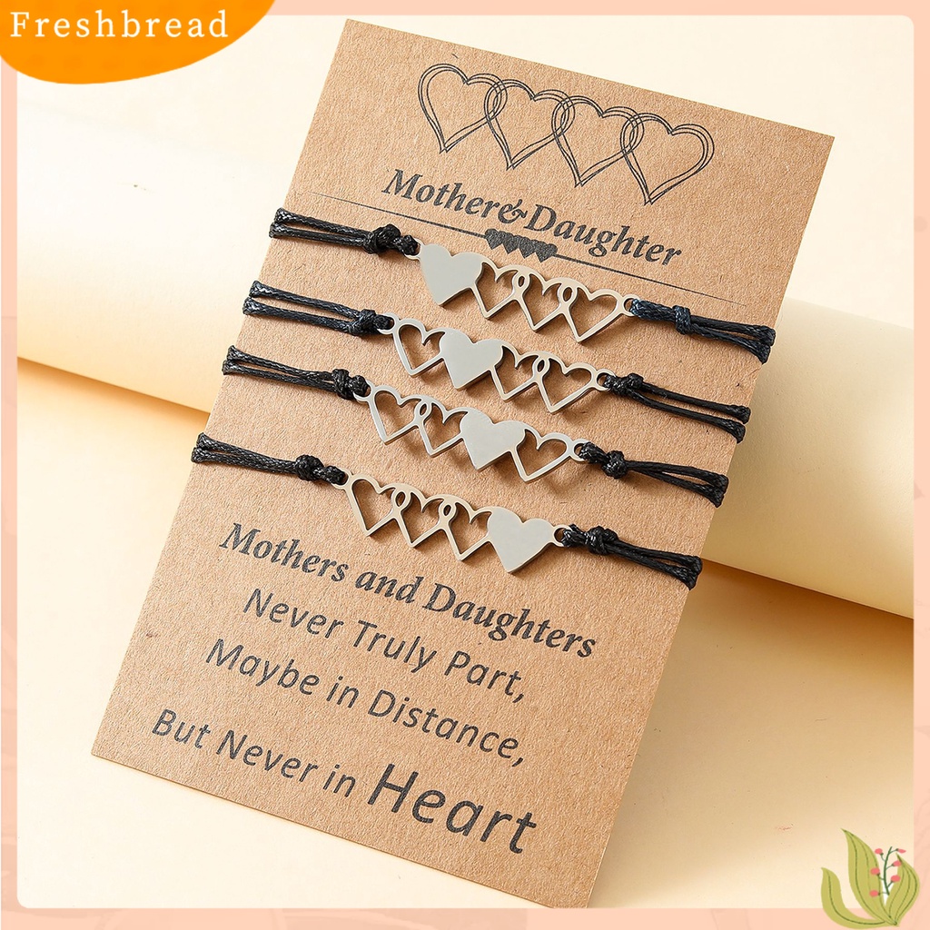 &lt; Freshbread &gt; 3/4Pcs Gelang Couple Adjustable Hand Made Hias Nyaman Dipakai Tinggi Dipoles Dekorasi Colorfast Hollow Matching Jarak Jantung Gelang