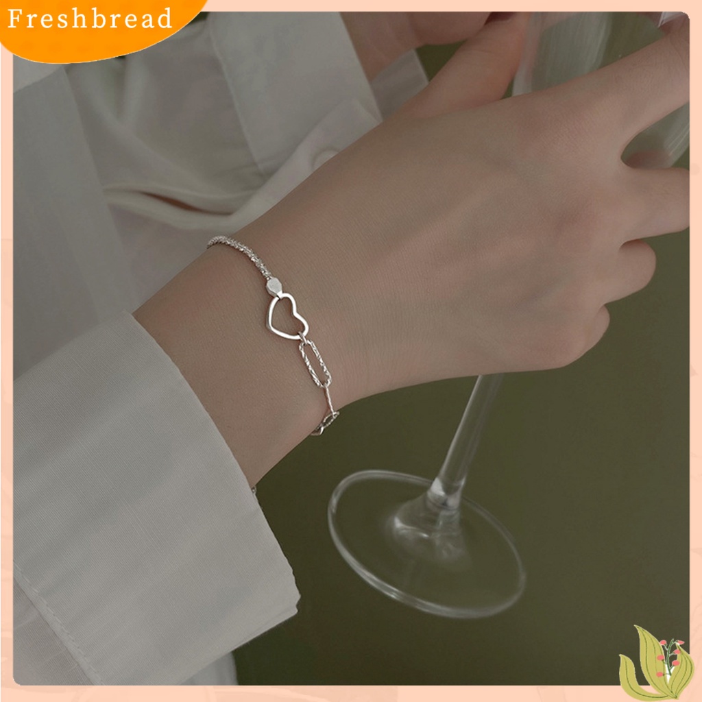 &lt; Freshbread &gt; Wanita Gelang Bright Luster Adjustable Geometris Electroplating All-match Dekorasi Hadiah Gadis Manis Cinta Hati Rantai Gelang Tangan Perhiasan Untuk Pernikahan