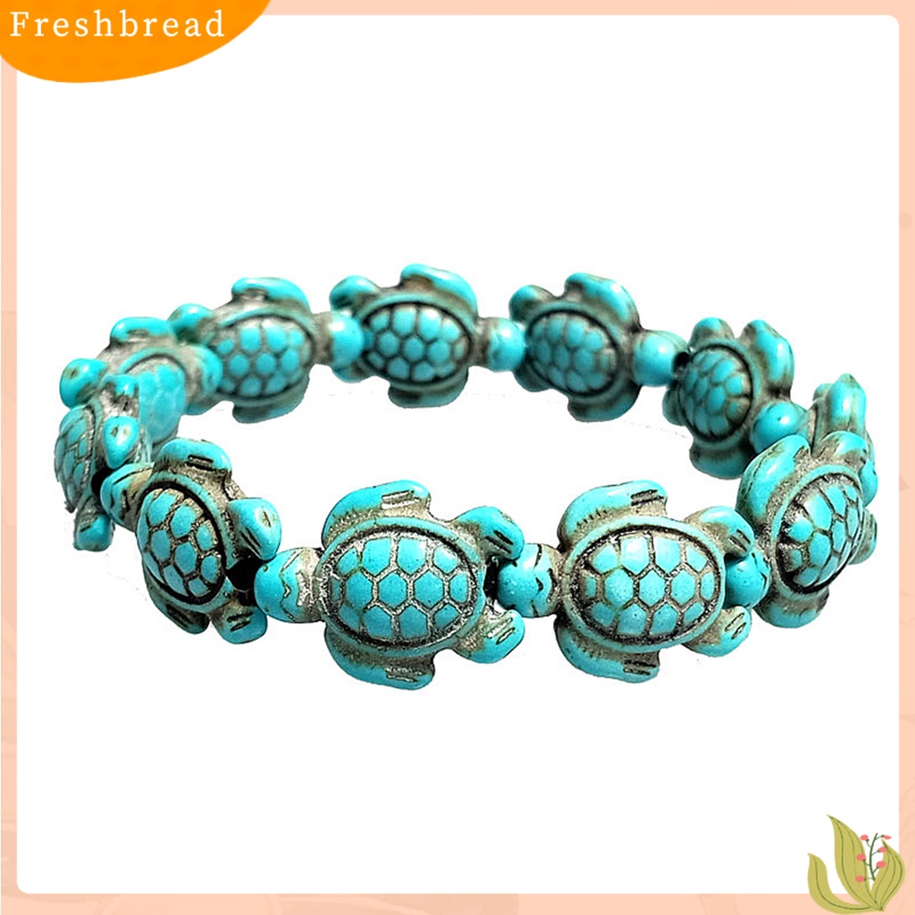 &lt; Freshbread &gt; Hadiah Gelang Unisex Bentuk Hewan Hidup Faux Turquoise Sea Turtles Hawaiian Bracelet Ramah Lingkungan