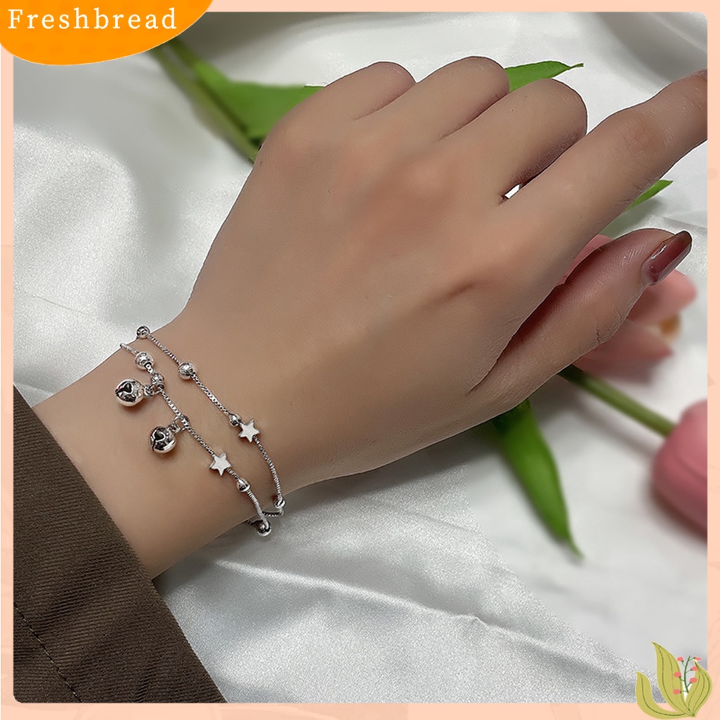 &lt; Freshbread &gt; Wanita Gelang Kepribadian Temperamen Gaya Korea Matte Double-layered Dekorasi Aksesori Bintang Bell Cuff Bracelet Untuk Tanggal