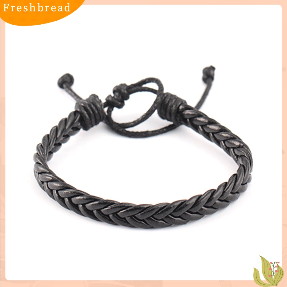 &lt; Freshbread &gt; 4Pcs/Set Vintage Handmade Anyaman Tali Kulit Gelang Bangle Pria Perhiasan Hadiah