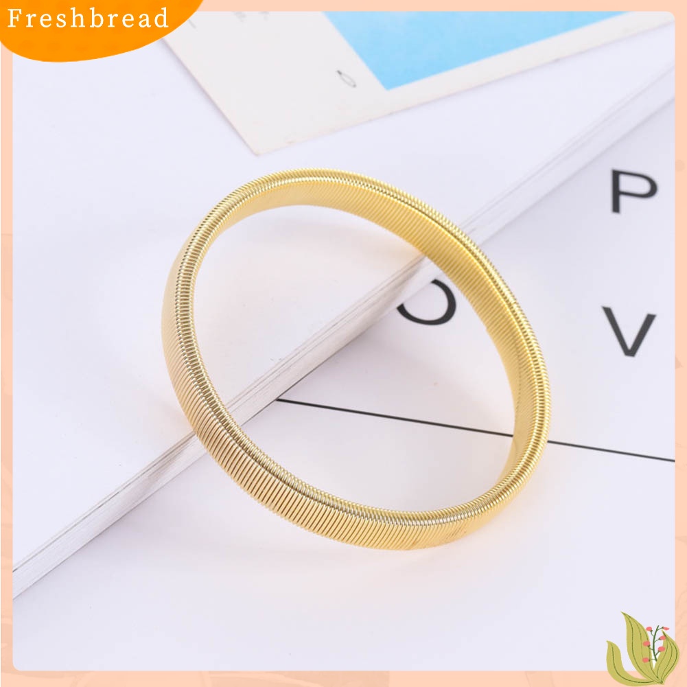 &lt; Freshbread &gt; Sederhana Pria Musim Semi Manset Bartender Bangle Elastis Gelang Cincin Logam Gelang