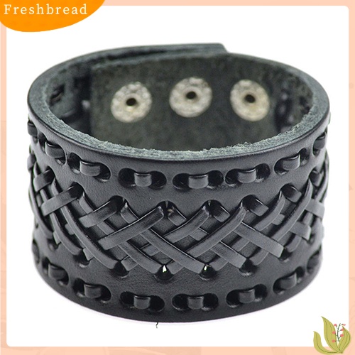 &lt; Freshbread &gt; Gelang Manset Lebar Kancing Gelang Kepang Punk Pria Wanita