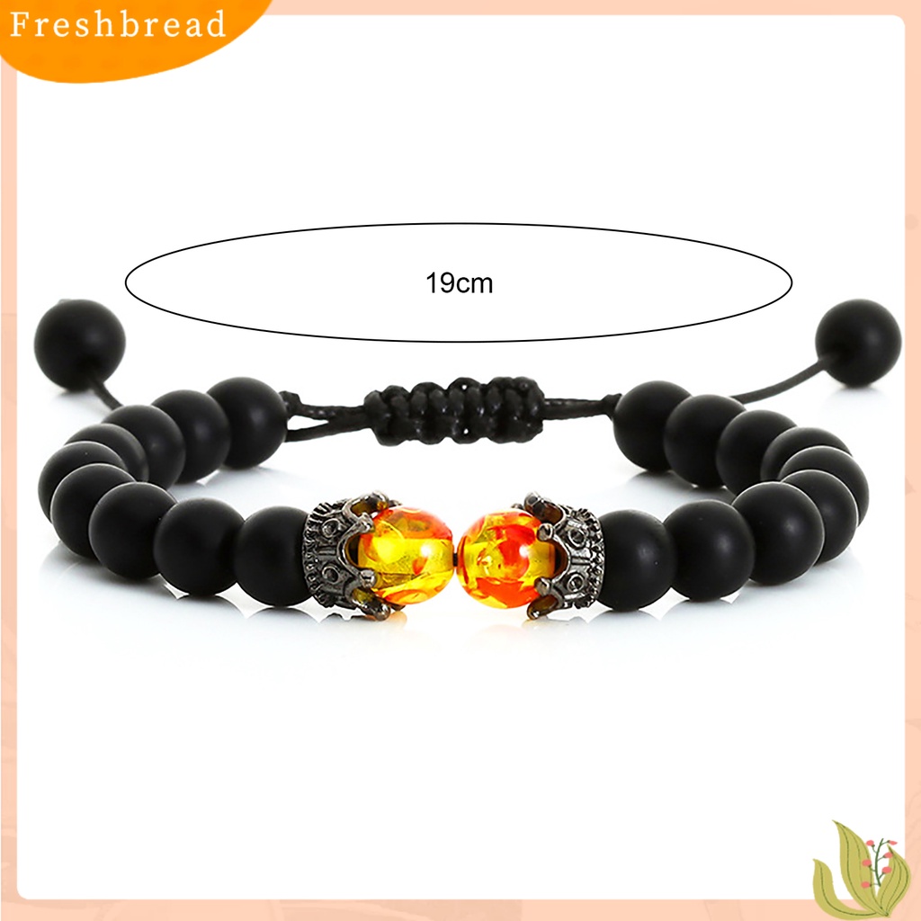 &lt; Freshbread &gt; Adjustable Permukaan Halus Pria Gelang Batu Mahkota Pesona Braided Wristband Perhiasan Aksesori