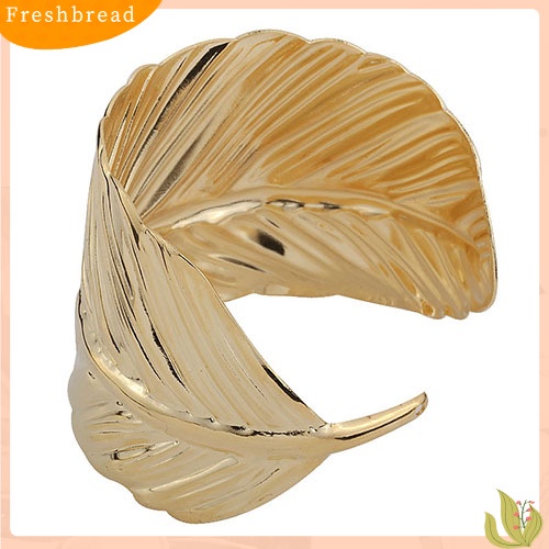 &lt; Freshbread &gt; Fashion Wanita Bangle Lebar Manset Dibuka Logam Bentuk Daun Gelang Perhiasan