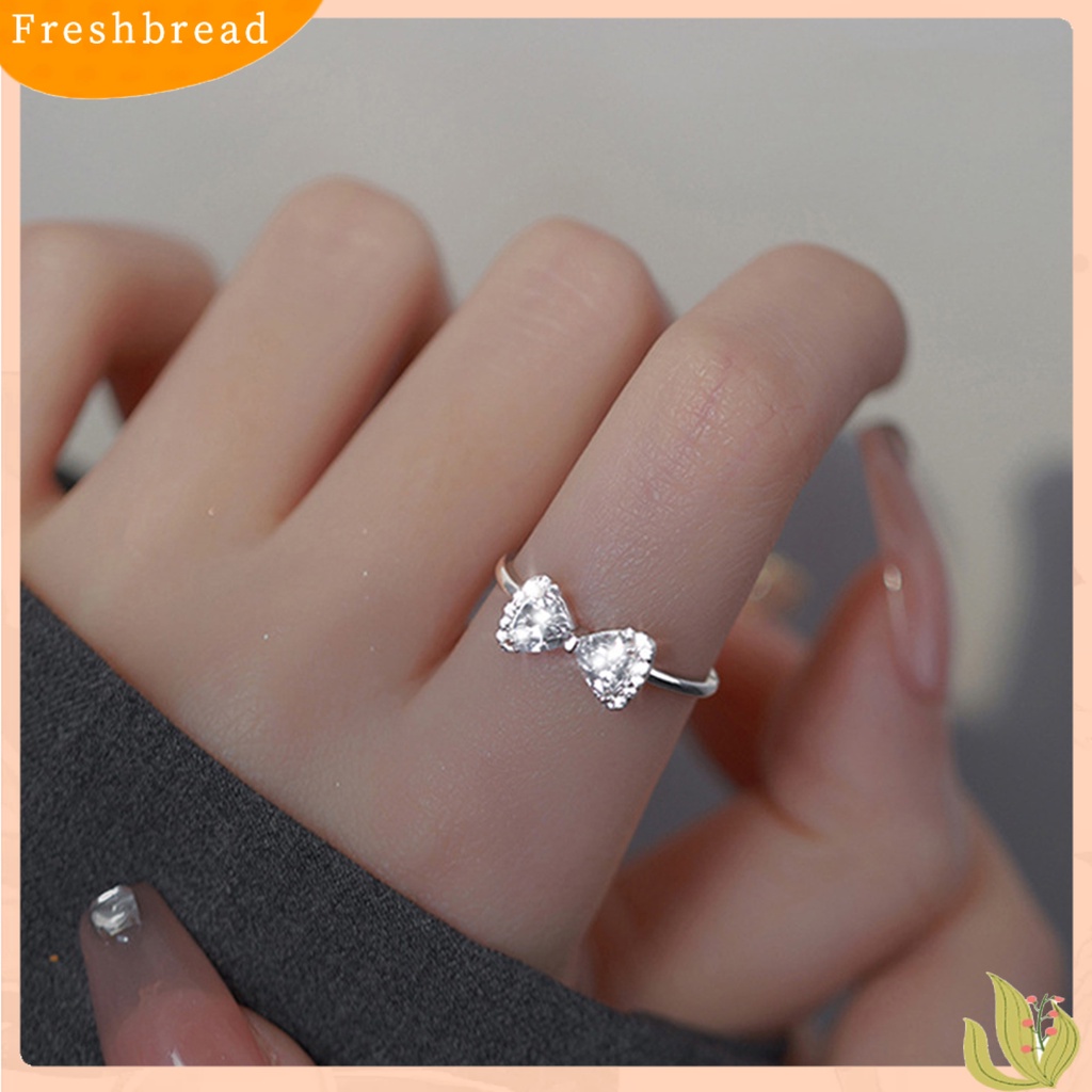 &lt; Freshbread &gt; Wanita Cincin Pembukaan Manis Elegan Adjustable Berlian Imitasi Tertanam Ikatan Simpul Wanita Pertunangan Cincin Fashion Perhiasan