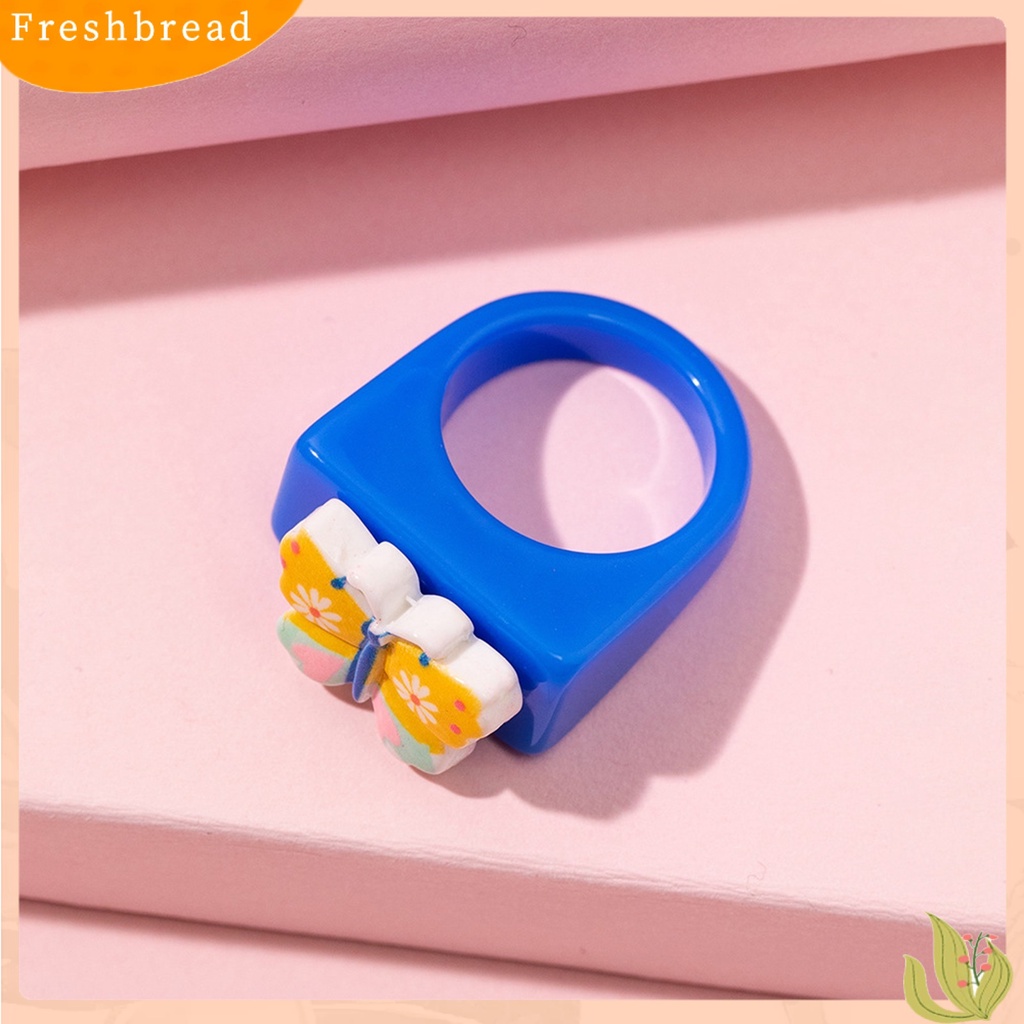 &lt; Freshbread &gt; Cincin Jari Pita Lebar Lucu Trendy Unik Colorful Cincin Resin Multi Gaya Untuk Anak Perempuan