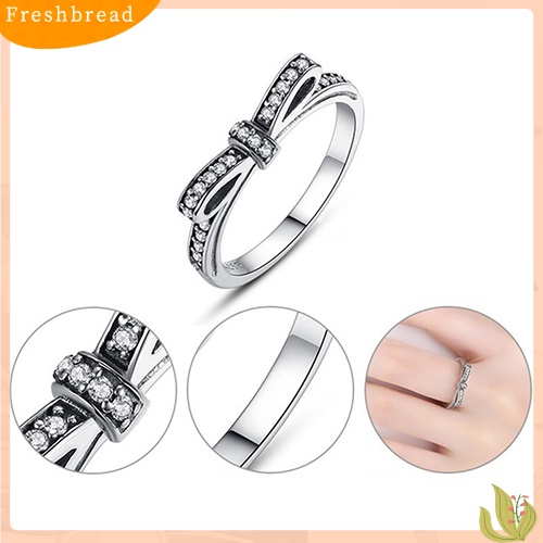 &lt; Freshbread &gt; Wanita Vintage Berlian Imitasi Bertatahkan Ikatan Simpul Pertunangan Jari Cincin Perhiasan Hadiah