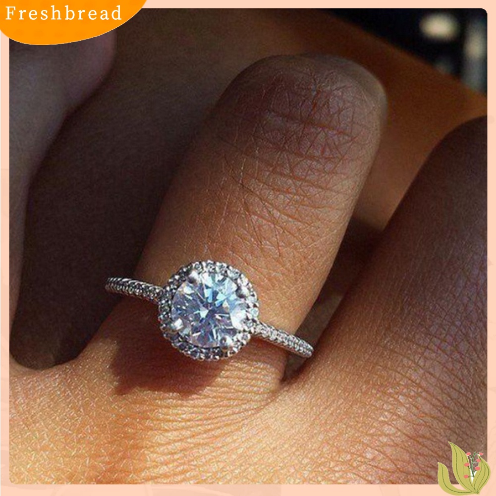 &lt; Freshbread &gt; Fashion Wanita Bulat Berlian Imitasi Jari Cincin Pernikahan Pertunangan Pesta Perhiasan