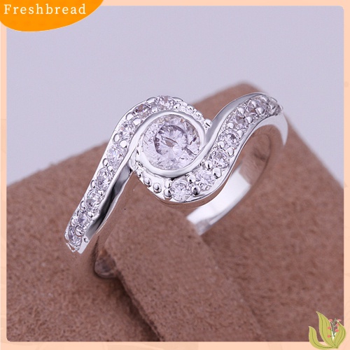 &lt; Freshbread &gt; Fashion Wanita OL Mewah Shiny Zircon Sun Flower Perak Disepuh Cincin Perhiasan Hadiah