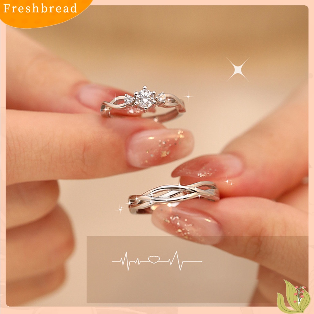 &lt; Freshbread &gt; 1pasang Pasangan Cincin Pembukaan Berongga Memutar Hadiah Hari Valentine Wanita Pria Berlian Imitasi Jari Cincin Fashion Perhiasan