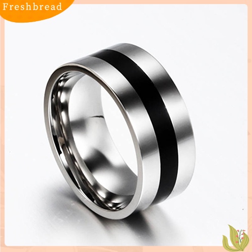 &lt; Freshbread &gt; Wanita Pria Sederhana Pernikahan Pertunangan Stainless Steel Jari Cincin Band Perhiasan