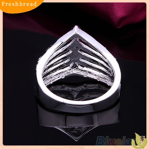 &lt; Freshbread &gt; Cincin Kawin CZ Pesta Pernikahan Berlapis Perak Berongga Multilayer Pria Wanita