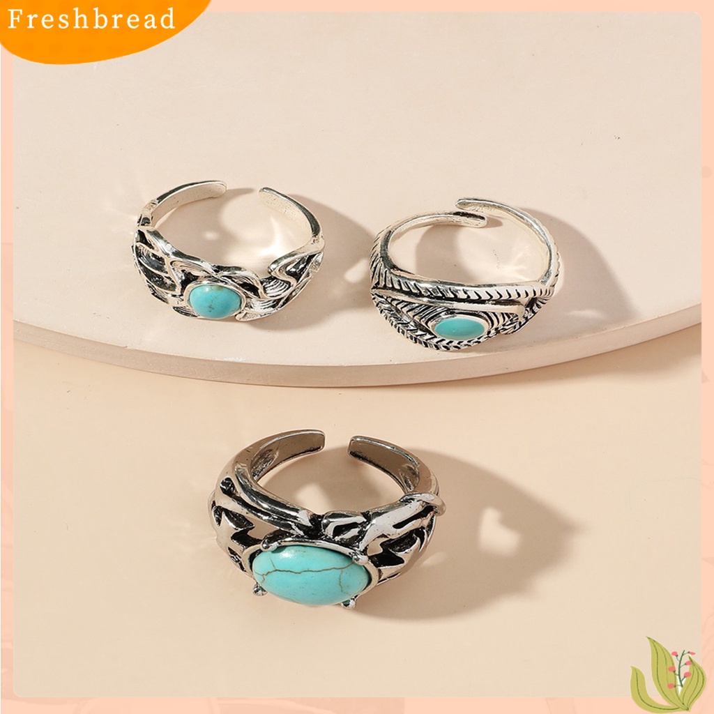 &lt; Freshbread &gt; 3Pcs Cincin Jari Wanita Adjustable Aksesoris Tahan Aus Cincin Terbuka Mata Kucing Untuk Pesta Malam