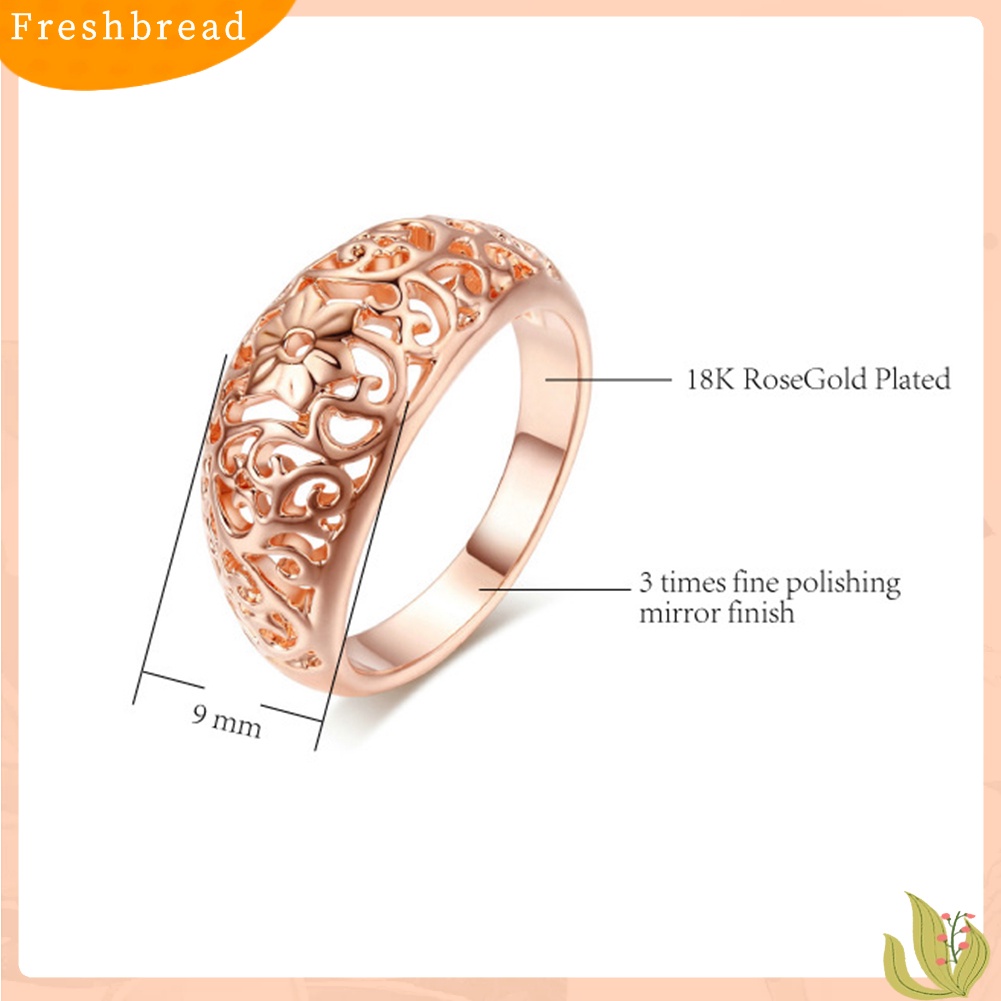 &lt; Freshbread &gt; Fashion Wanita Berongga Bunga Band Handmade Jari Cincin Pertunangan Perhiasan Deor