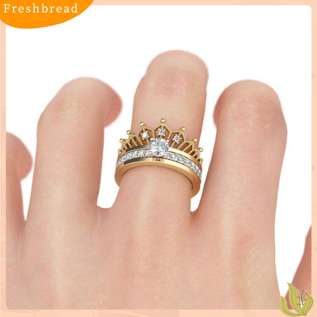 < Freshbread > Dilepas Wanita Fashion Mahkota Berlian Imitasi Jari Cincin Pernikahan Pengantin Perhiasan Hadiah