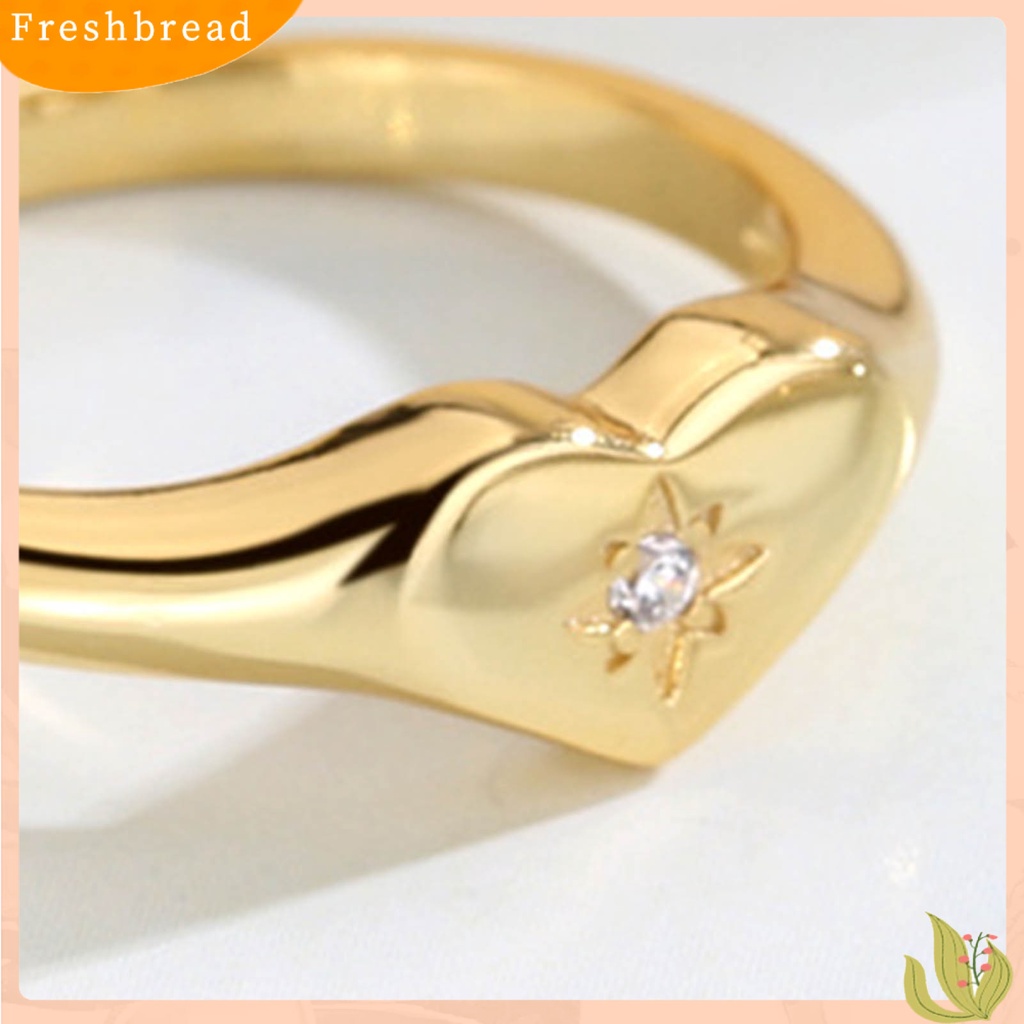 &lt; Freshbread &gt; Wanita Cincin Berlian Imitasi Hias Tidak Luntur Alloy Halus Cinta Jari Cincin Untuk Ulang Tahun