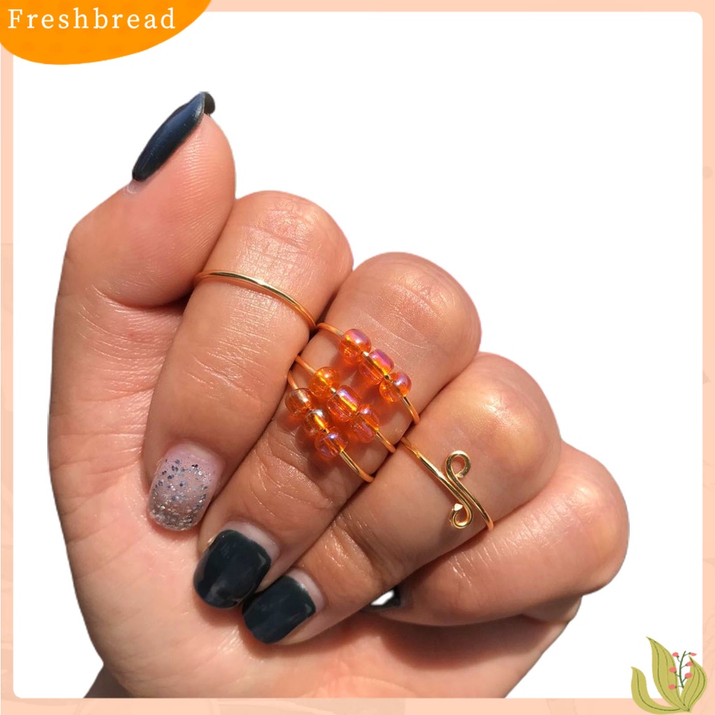 &lt; Freshbread &gt; 5Pcs Manik-Manik Kaca Spiral Coil Tunggal Tembaga Berputar Anti-Stres Pembukaan Fidget Rings Untuk Kehidupan Sehari-Hari