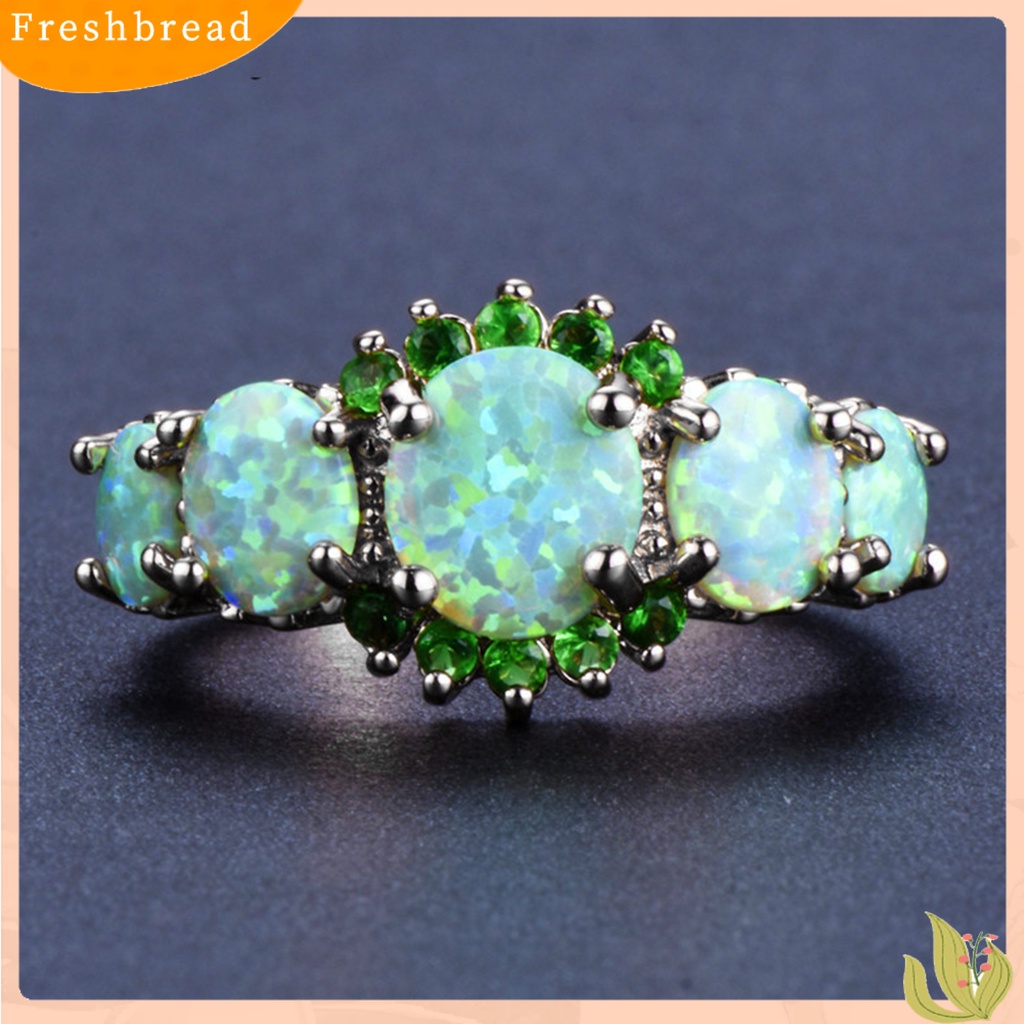 &lt; Freshbread &gt; Cincin Wanita Geometris Perhiasan Permata Imitasi Electroplating Bright Luster Ring Untuk Pernikahan