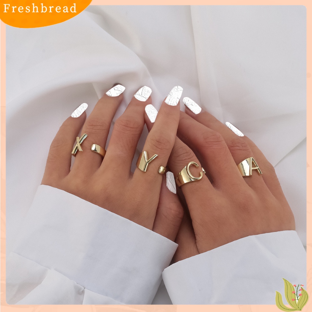 &lt; Freshbread &gt; Cincin Anniversary Desain Geometris Dapat Disesuaikan Open-ended Huruf Inggris Finger Ring Untuk Dekorasi