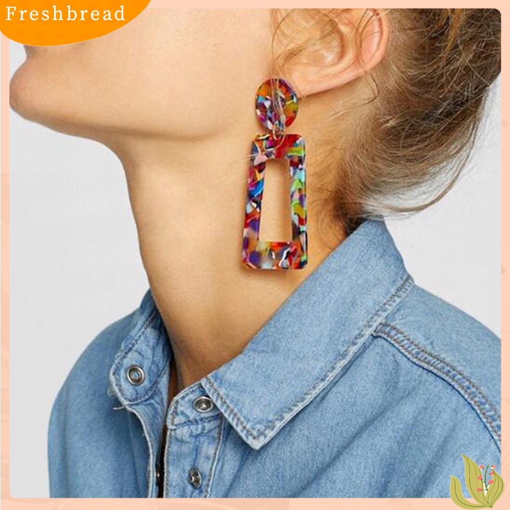 &lt; Freshbread &gt; Fashion Berongga Persegi Panjang Pernyataan Wanita Geometris Stud Earrings Perhiasan Hadiah