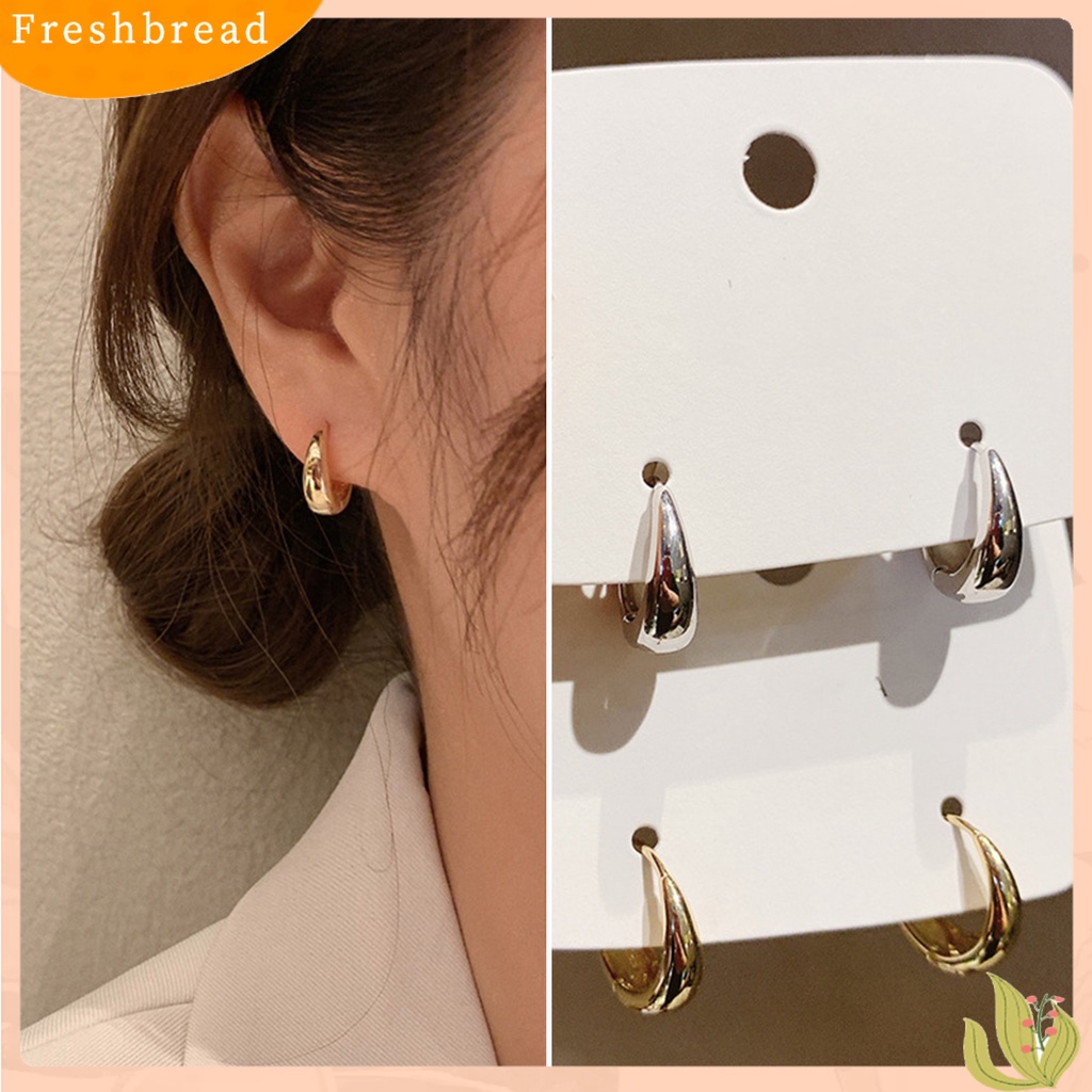 &lt; Freshbread &gt; 1pasang Anting Lingkaran Geometris Tindik Halus Kepribadian Electroplating Telinga Dekorasi Tebal Minimalis Tetesan Air Hoop Earrings Perhiasan Aksesori