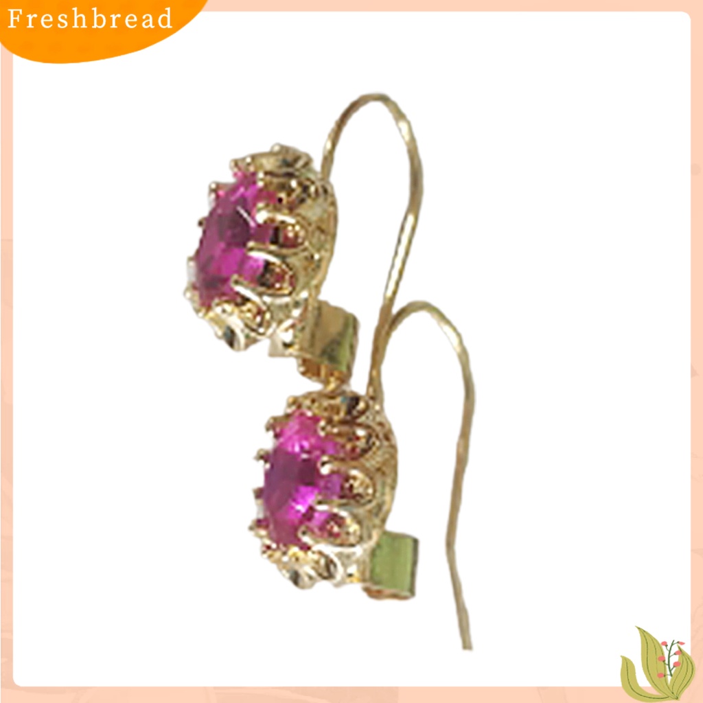 &lt; Freshbread &gt; 1pasang Anting Tindik Fashion Oval Berlian Imitasi Hias Dekorasi Hook Drop Earrings Untuk Kehidupan Sehari-Hari