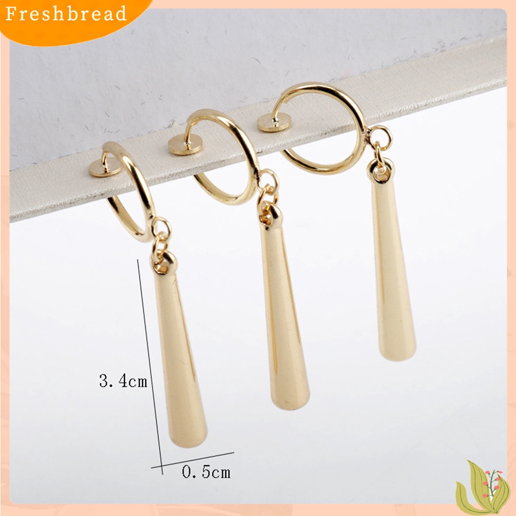 &lt; Freshbread &gt; 1set Wanita Anting Gantung Warna Solid Paduan Sederhana Tahan Lama Lady Hook Earrings Perhiasan Wanita