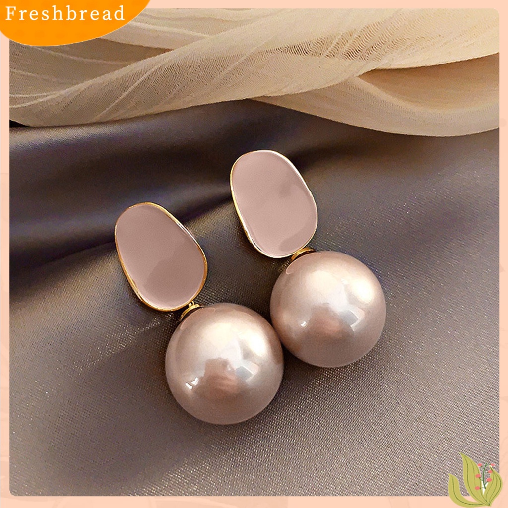 &lt; Freshbread &gt; 1pasang Wanita Stud Earrings Berbentuk Tetesan Air Gaya Korea Perhiasan Geometris Mutiara Imitasi Menjuntai Anting Perhiasan Hadiah