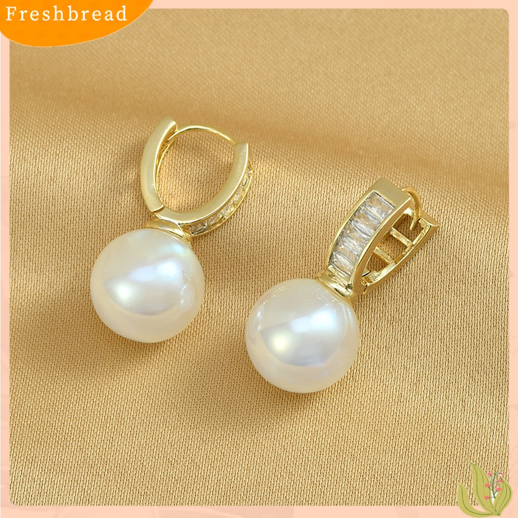 &lt; Freshbread &gt; 1pasang Drop Earrings Gaya Perancis Retro Berongga Bentuk U Elegan High Gloss Mutiara Imitasi Wanita Earrings Fashion Jewelry