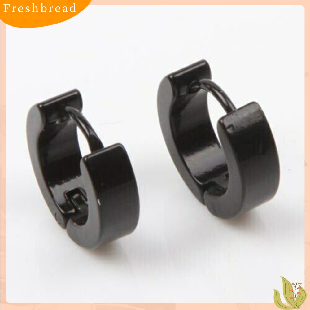 &lt; Freshbread &gt; 1pasang Fashion Keren Pria Stainless Steel Huggie Hoop Earrings Perhiasan Kasual