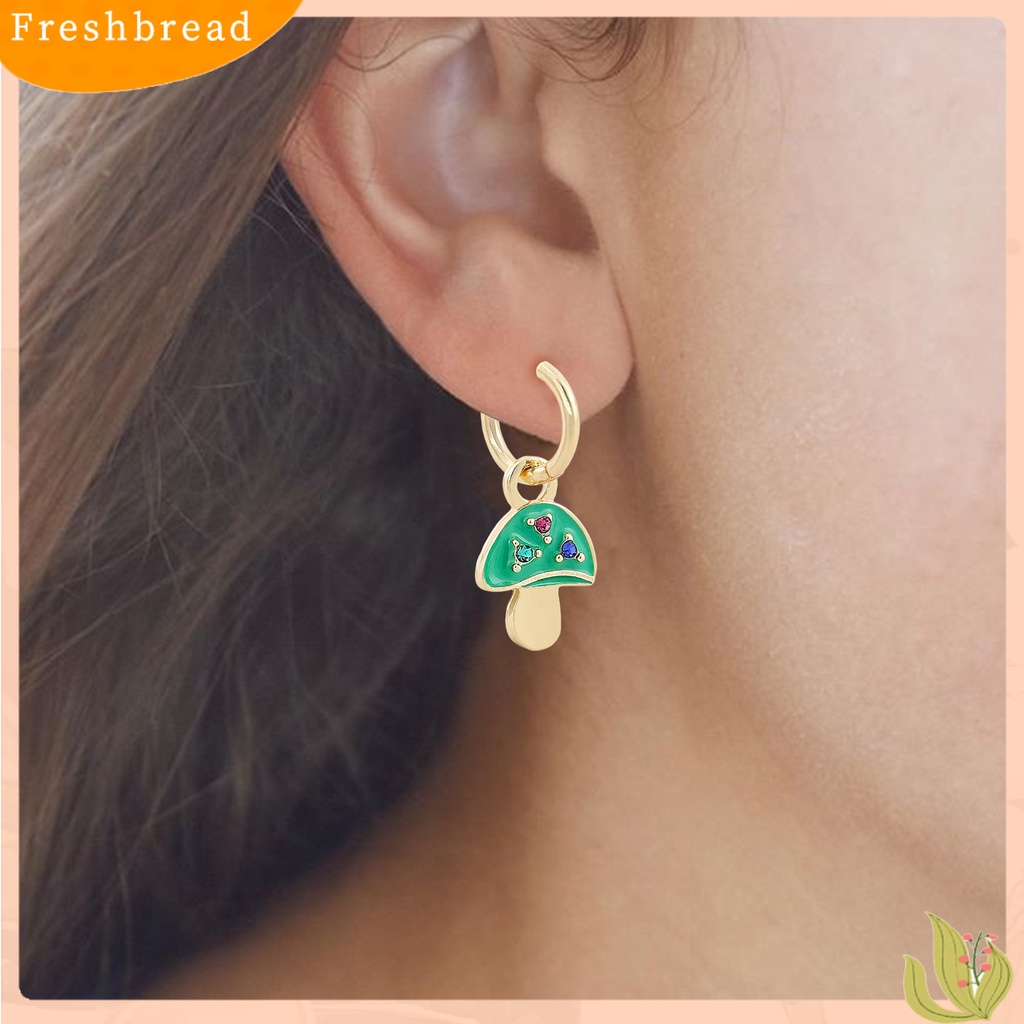 < Freshbread > 1pasang Anting Wanita Menjuntai Perhiasan Lapis Jamur Warna Permen Anting Gesper Telinga Untuk Pesta